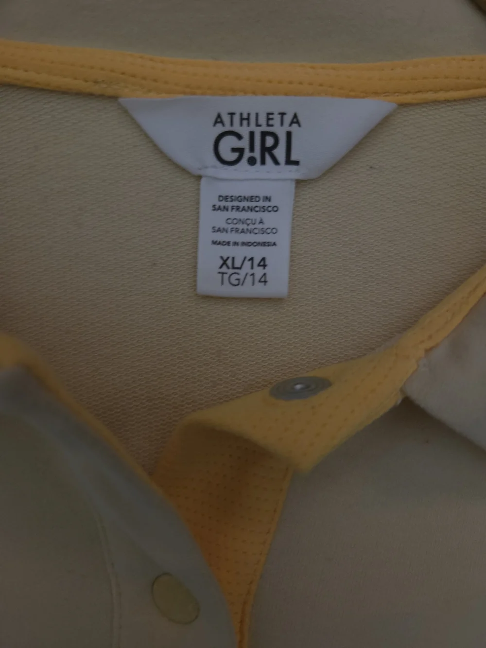 Athleta Girl Pale Yellow Polo Crop Top